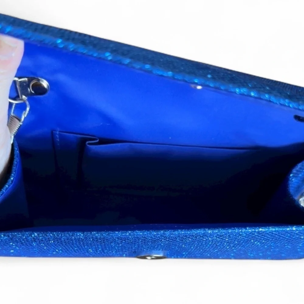 Eye-catching cobalt blue glitter clutch w/ a sleek envelope design Prom wedding